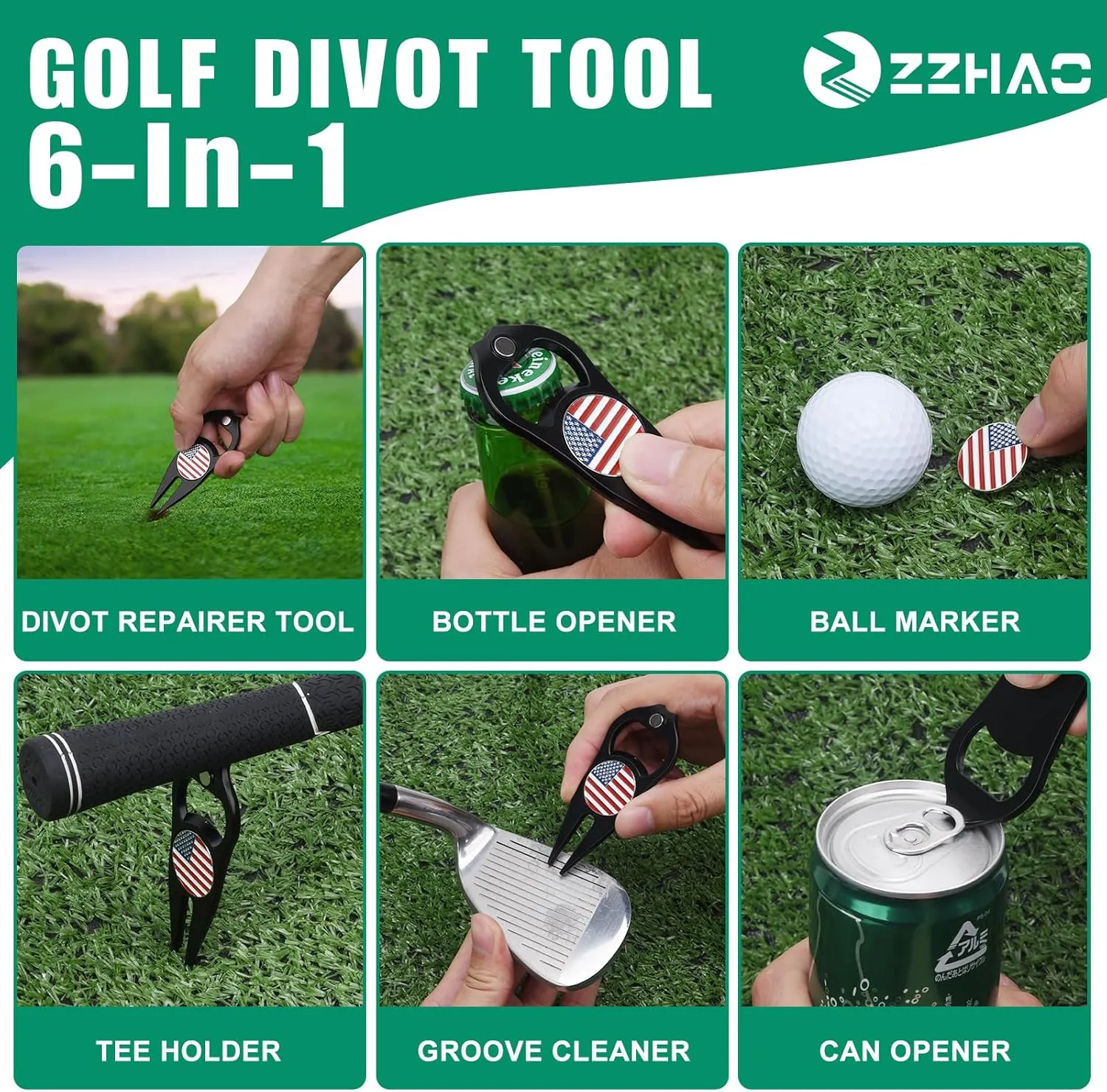 ZZHAO Golf Divot Tool and Golf Ball Marker, Divot Repair ToolGolf Accessories for Men, Funny Gifts for Men, Tools for Men